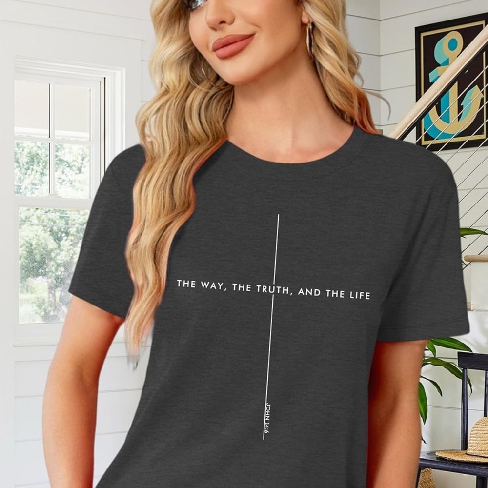 Women's Christian T-Shirt Cross Shirt - Picture 2 of 5